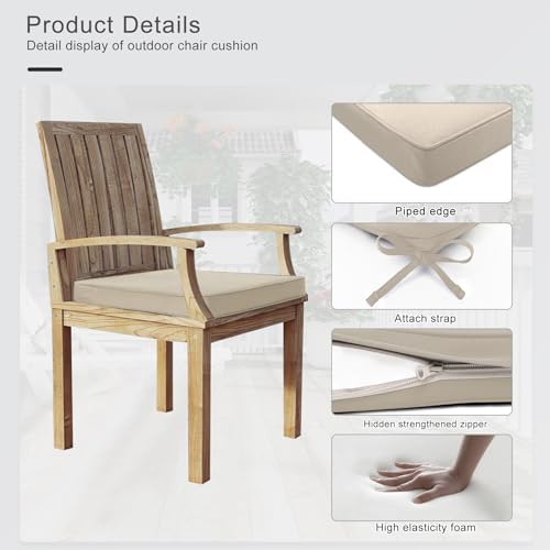 Favoyard Outdoor Chair Cushions 19" W x 19" D x 2" T Set of 4, Beige