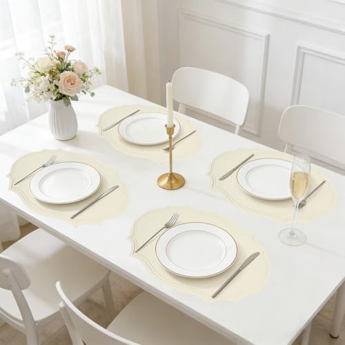 Faux Leather Placemats, 12 X 17 Inch Waterproof Wipeable Heat