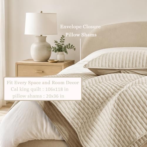 California King Size Cotton Quilt Bedding Set with 2 Shams,106"x118"
