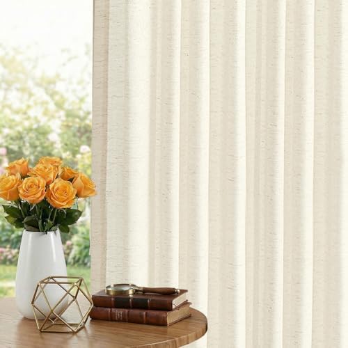 PrinceDeco Linen Semi Sheer Curtains,Bedroom,Light