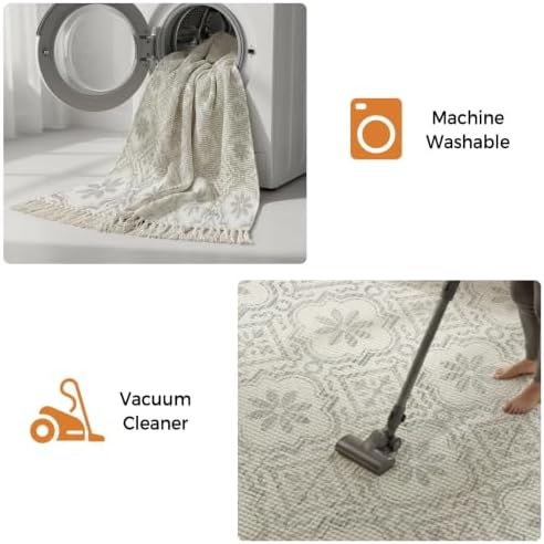 Gray Petals Hallway Runner Rug 2'x5', Abstract Floral Grids Boho