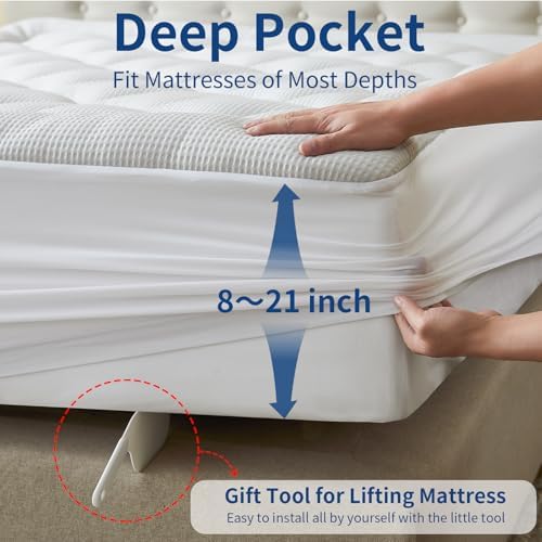 Cooling Queen Mattress Topper Thick Mattress Pad for Back Pain Relief