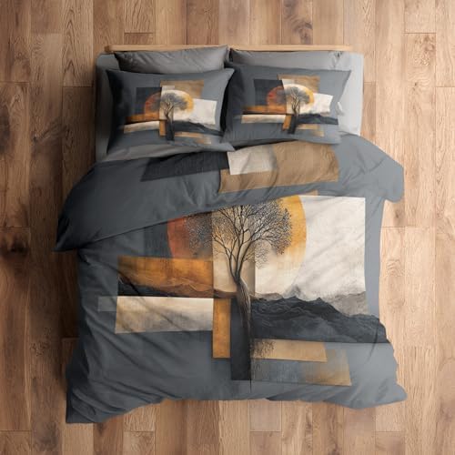 Tree of Life Bedding Full Size Duvet Cover Set 3 Piece, Boho Abstract