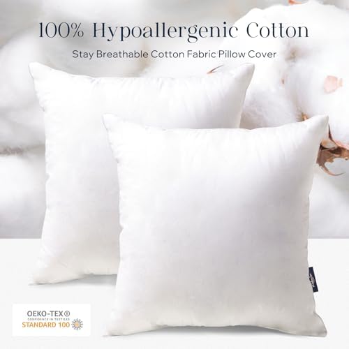Phantoscope Throw Pillow Insert with 100% Cotton Cover, 18x18 Inch