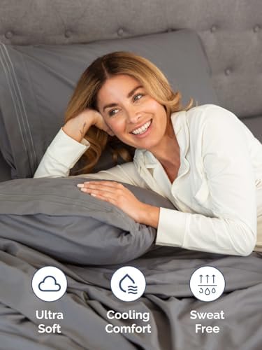 CGK Extra Deep Cal King Single Fitted Sheet Only - Dark Grey