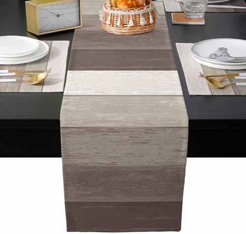 Rustic Table Runner and Placemats Set of 4 Gradient Brown Wood Grain