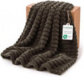 HIMEET Taupe Brown King Size Blanket, 300GSM Ribbed Fleece