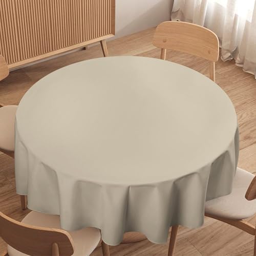 Round Tablecloth, Beige Solid Color Elegant Modern Table Cloth