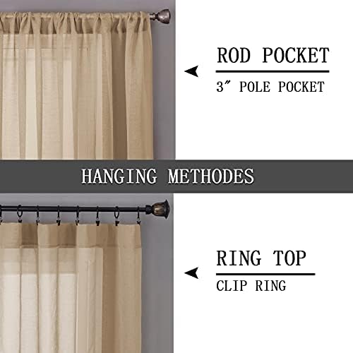 Tollpiz Sheer Curtain Linen Textured Living Room Curtains Sheer Light