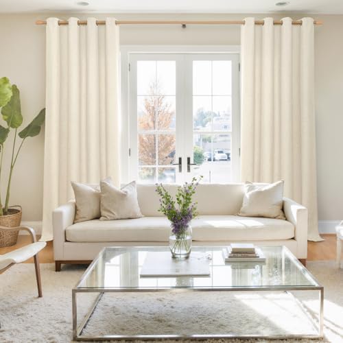 BGment Linen Curtains 84 Inch Length 2 Panels Cream Drapes for Living