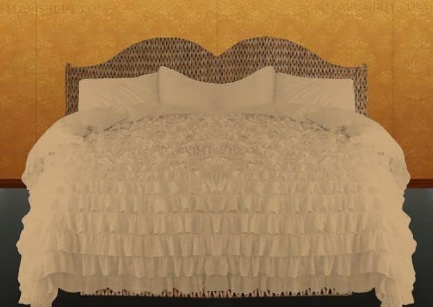 Luxurious 5 Piece Full Waterfall Duvet Cover with Zipper Closure 100%