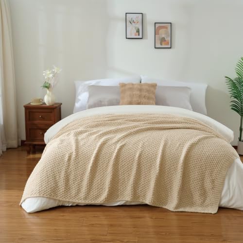 Chunky Chenille Knit Throw Blanket for Couch 60"x80"
