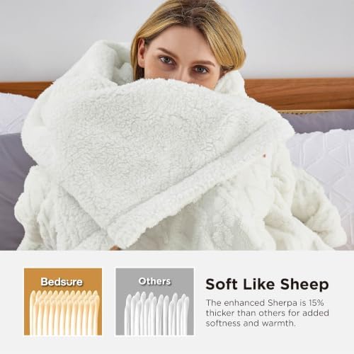 Bedsure Gentlesoft Sherpa King Size Blanket for Bed- Fleece Fluffy &