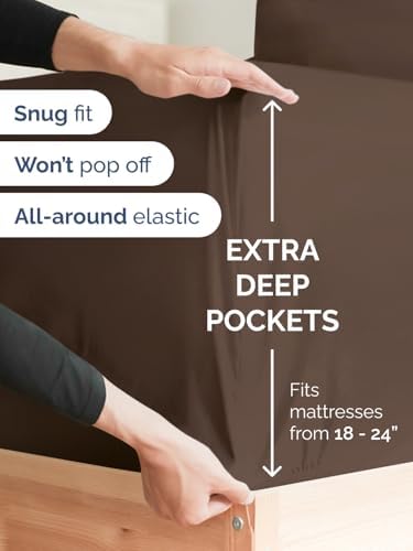 CGK Extra Deep Cal King Single Fitted Sheet Only - Brown