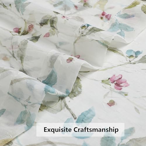 OWENIE Floral Sheer Curtains for Bedroom Living Room 63 Inch Length 2