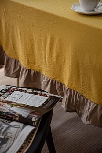 Linen Cotton Fabric Table Cloth with Ruffle for Retangular Square