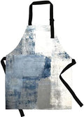 TOMWISH Aprons with Pockets Turquoise and Grey Abstract Art Painting