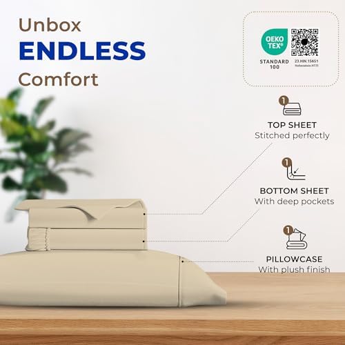 THREAD SPREAD 100% Egyptian Cotton Sheets Twin Size - 600 Series Bliss