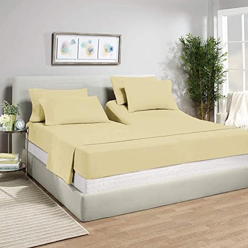 RECCI 100% Microfiber 4-Piece Split Top Queen Sheets Sets for