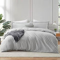Hearth & Harbor Light Grey Duvet Cover Twin Size, 2 Piece Bedding Set