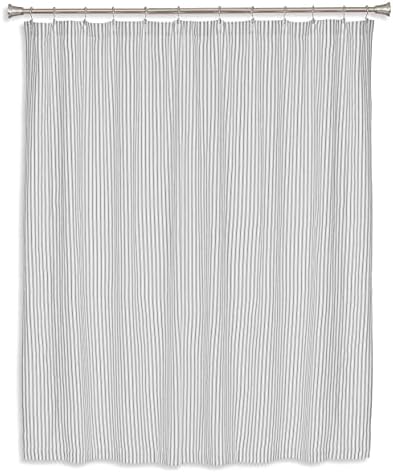 Alloy Gray and White Ticking Stripe Shower Curtain Woven Cotton