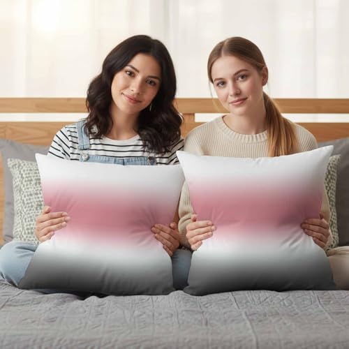 Pink and Grey Gradient Throw Pillow Covers 18x18 inch Set of 2