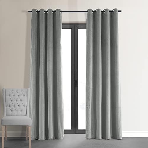 Signature Grommet Velvet Blackout Curtains (1Panel) 50W x 120L, Silver