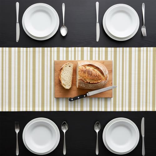 Cream Striped Table Runner 72 Inch Long Dresser Scarves Linen