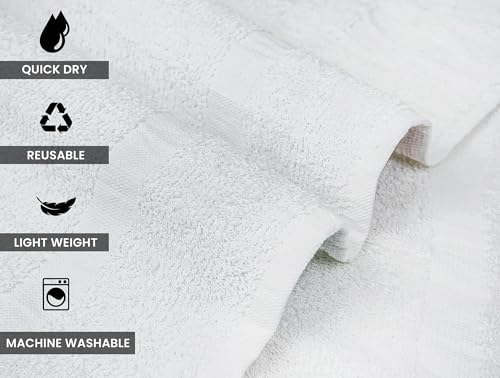 ZUPERIA White Bath Towels Bulk 60 Pack (20 x 40 Inches) - 100% Cotton