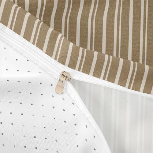 Taupe Beige Striped Duvet Cover Set King Size,Modern Simple Line