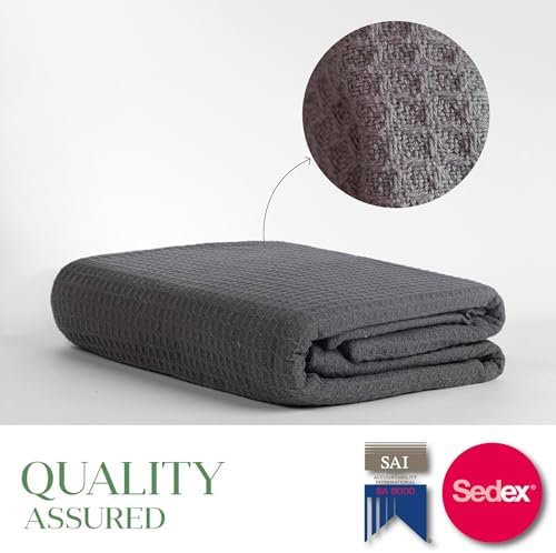 100% Cotton Waffle Weave Blanket for Hot Sleepers, King 106" x 92"