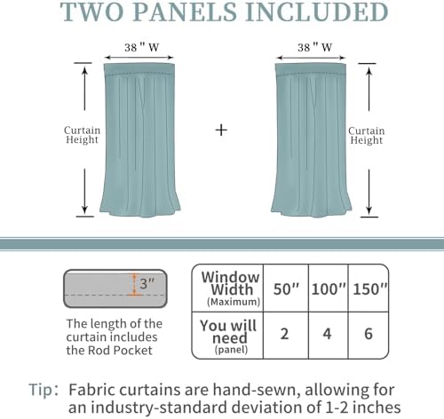 BGment Grey Curtains 63 inch Long for Bedroom, 2 Panels, 38 x 63 Inch