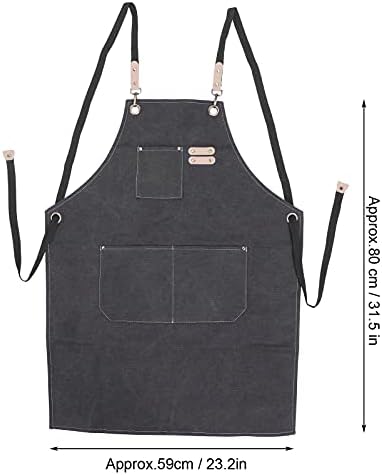Cotton Canvas Apron, Adjustable Cross Back Cooking Apron with Pockets