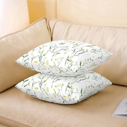 jejeloiu Botanical Floral Reversible Throw Pillow Covers for Girls