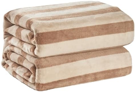 FY FIBER HOUSE Striped Flannel King Blanket - Soft Cozy Striped
