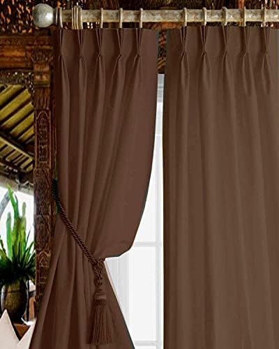 Triple Pinch Pleat Blackout Curtains for Living Room, Room Darkening