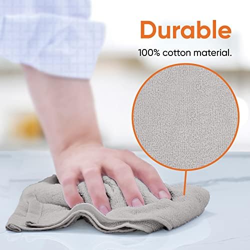 Superio Cotton Terry Washcloths Grey Towels 100% Cotton Cleaning Cloth