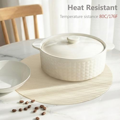 AHHFSMEI Round Placemats Set of 6 Woven Vinyl Non-Slip Heat Resistant