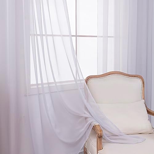 BOYOUTH Solid Color Sheer Voile Curtains,Grommets Window Gauze for