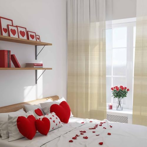 Beige White Sheer Curtains 108 Inch Long 2 Panels Light Filtering