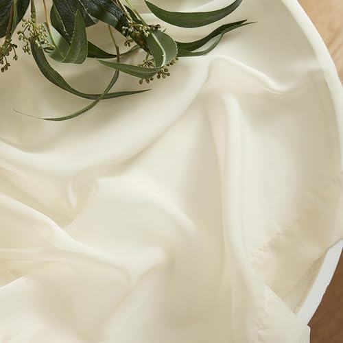 HLC.ME Champagne Beige Sheer Voile Window Treatment Rod Pocket Curtain