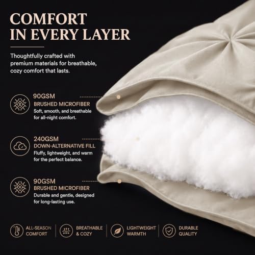CozyLux California King Comforter Set Beige, 7 Pieces Pintuck Bed in a