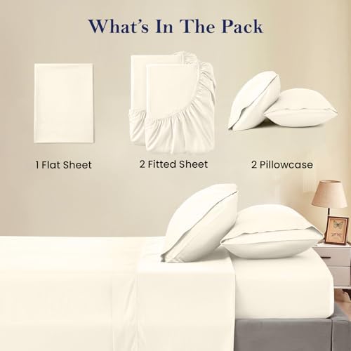 Split King 5 Piece Sheet Set for Adjustable Bed - Percale Weave 100%