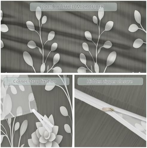 Microfiber Reversible Duvet Cover King Size - Minimalist Plants