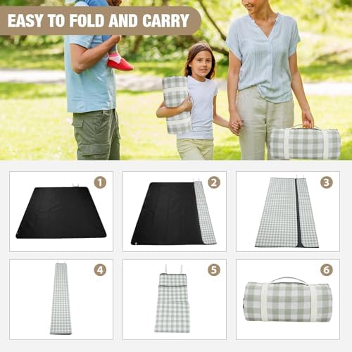 G GOOD GAIN Picnic Blankets Outdoor Extra Large 80"x80", Green