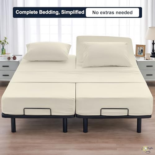Cotitngton Lane Split King Sheets for Adjustable Bed, 100% Cotton