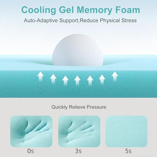EDILLY 3 Inch Cooling Gel Memory Foam Mattress Topper Queen Size