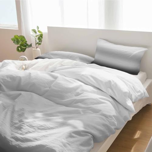 Duvet Cover Set Queen, Abstract Gradient Gray Black 3 Piece Bedding