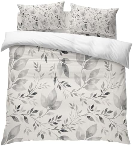 Leaves Twigs King 4 Piece Duvet Cover Set, Rustic Country Minimalist