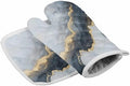 Quilted Cotton Terry Cloth Oven Mitt, Pot Holder Marble Abstract Grey